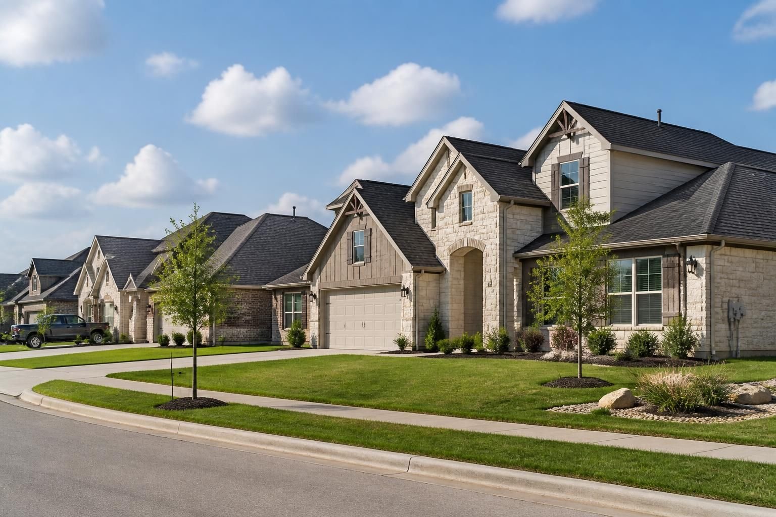 Neat homes with crisp rooflines in Jarrell.