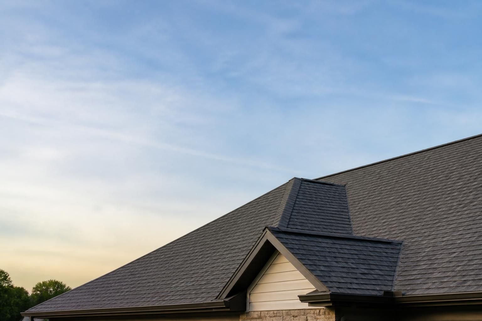 Clean finished roof with open space for website text.