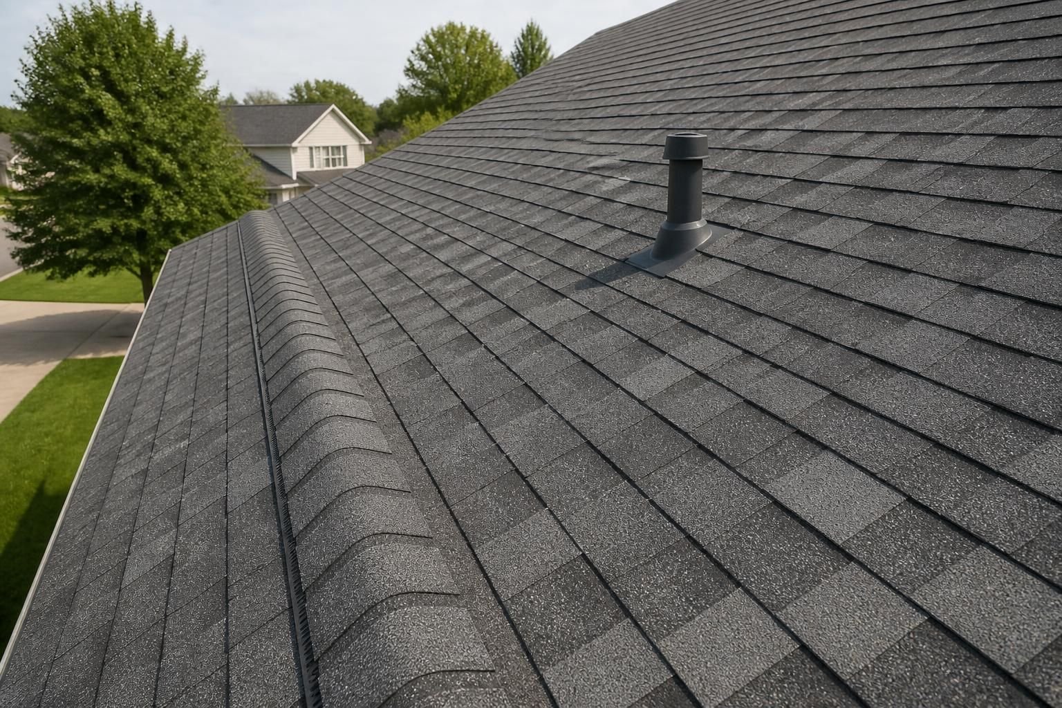 Residential roof viewed from a clean inspection perspective.
